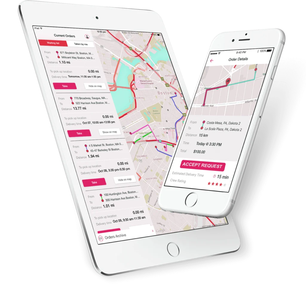 Mobile interface representing the Arttechz delivery management solution
